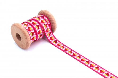 Webband Erdbeeren rosa (1 m)